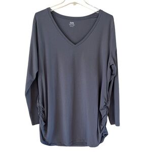 Old Navy Maternity Women’s V-neck Gray Knit Top Long Sleeve Ruched Size XXL